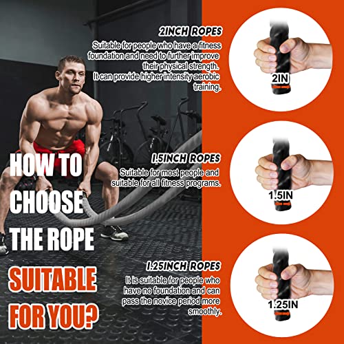 Perantlb 1.5-inch x 50 ft Battle Rope with Cloth Sleeve - Heavy-Duty Fitness Equipment