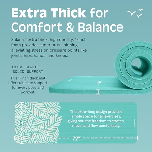 Extra Thick Yoga Mat 1 Inch Non-Slip Exercise Mat with Carry Strap