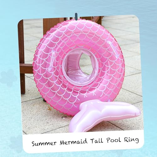 Kids Mermaid Pool Float with Seat and Handle - Pink Inflatable Swim Ring for Toddlers