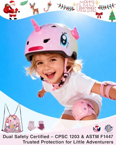 Pink Unicorn Toddler Helmet - Adjustable Kids Bike Helmet for 1-8 Years