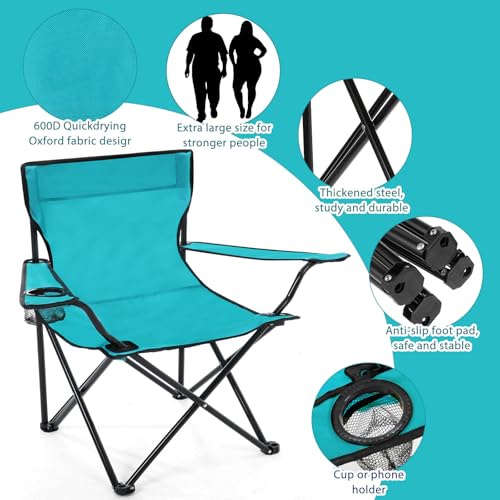 Extra Large Folding Camping Chairs with Carry Bag - Set of 4, Stylish