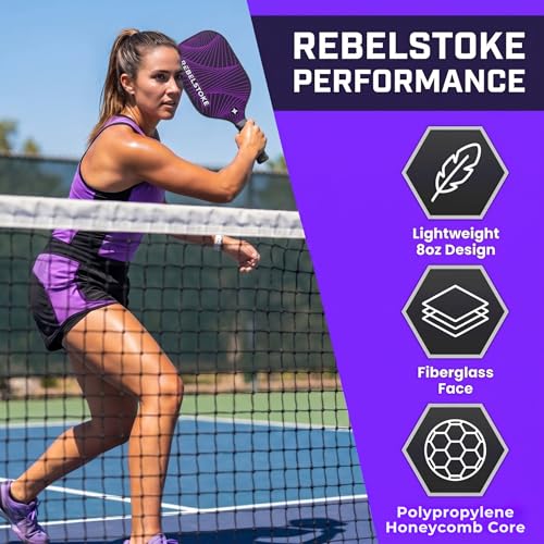 Rebelstoke Abstract Lines Pickleball Paddle Set of 4 with Balls & Carry Bag