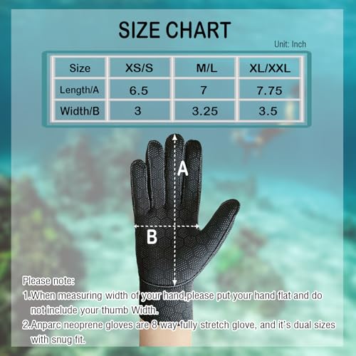 3mm Ultra Stretch Neoprene Water Gloves - Medium-Large Water Sports Gloves for Diving, Kayaking, Snorkeling