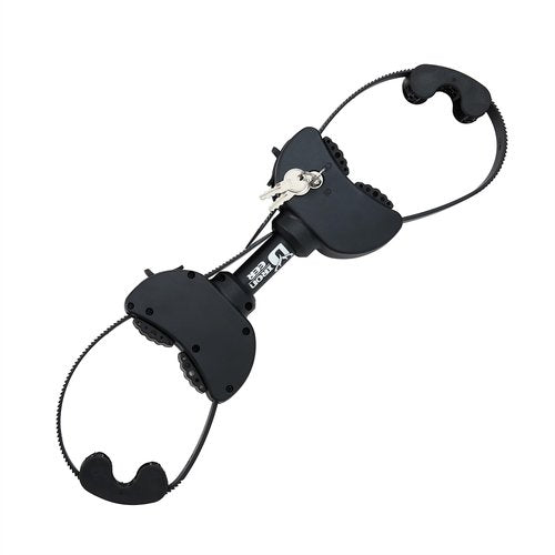 Double-Ended Adjustable Lockable Ratchet Strap Frame Holder with Soft Rubber Padding and Keys for E-Bikes and Bicycles