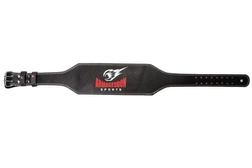 Weight Lifting Belt - 6 Inch Genuine Leather Padded Gym Belt - Supports and reduces stress - Ensures comfort and protection - Premium Quality by Armageddon Sports (XL)