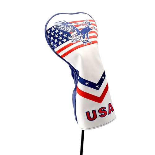 GOOACTION USA Eagle Golf Club Driver Headcover American Stars Stripes Flag Pattern Design Leather Patriotic Head Cover