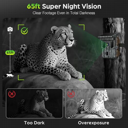 Dark Gray 4K 64MP Solar Trail Camera WiFi Night Vision Motion Activated with 32GB Card