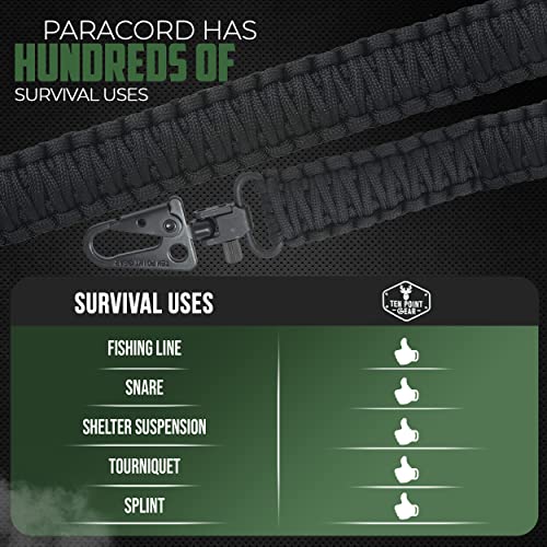 Black Traditional Sling 2 Points 550 Paracord Adjustable Hunting & Survival Use