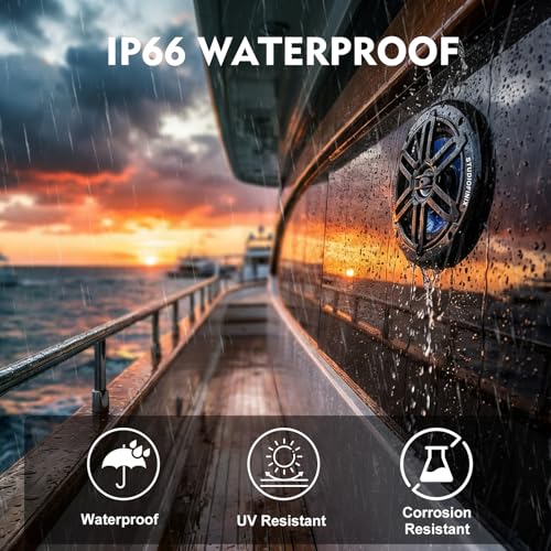 Marine Speakers 5.25 Inch 500W Waterproof Weather-Resistant Boat Speakers with LED Lights - Black Pair