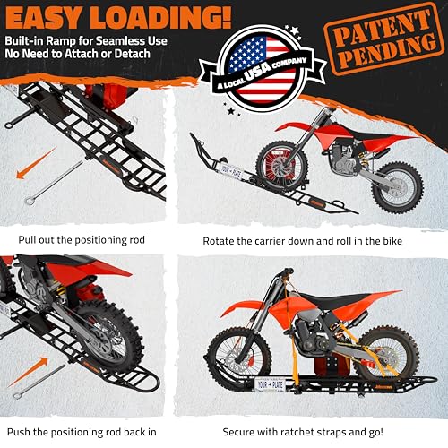 Mockins 83-Inch Tilting Dirt Bike Carrier Hitch Mount Rack with 500 lbs Capacity