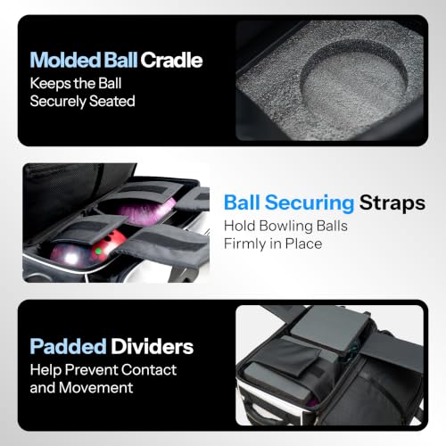 Flextro 3 Ball Bowling Bag Roller - Black & White Modular Design, Sturdy Build