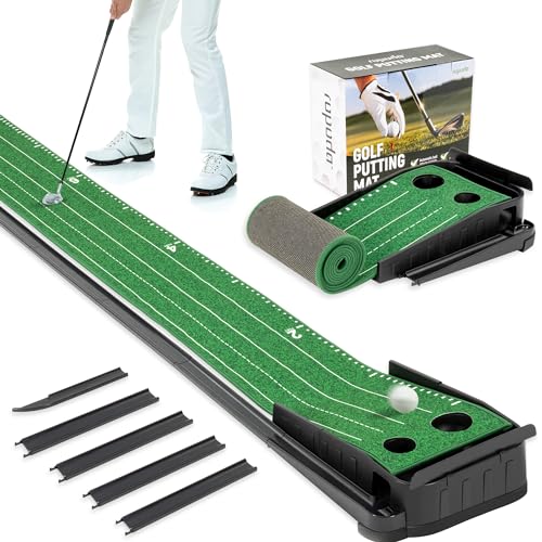 Indoor Golf Putting Green 9ft with Mirror & Auto Ball Return - Green