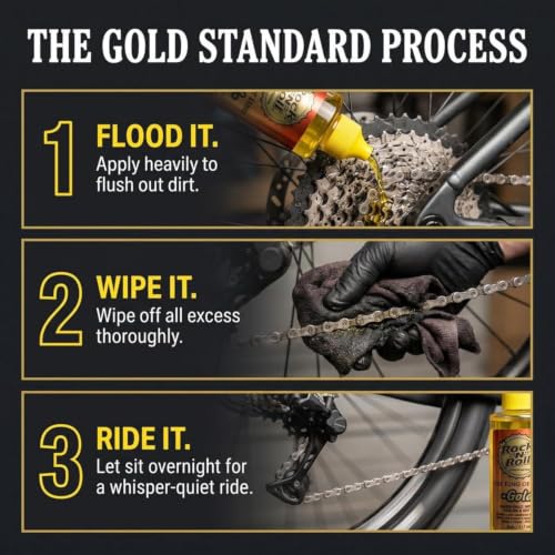 Rock N Roll Gold Bike Chain Lubricant 4oz - Pack of 12, All-Purpose Bike Lube for Mountain & Road Bikes