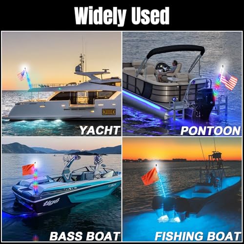 AddSafety 3FT Multi-Color LED Boat Navigation Lights with Remote - Waterproof Marine Safety Lighting