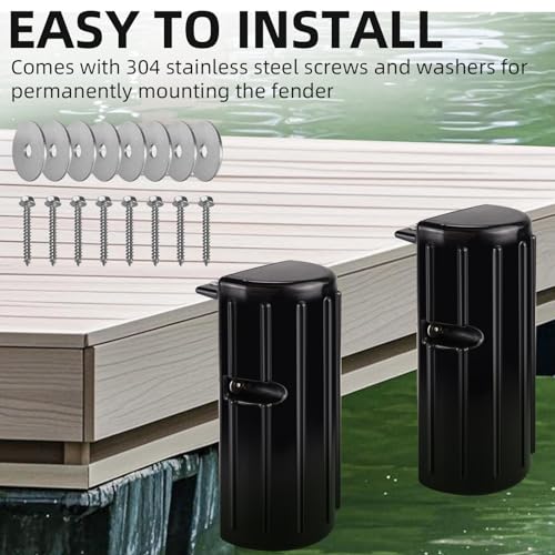 6 Pack Dock Bumpers Fenders Marine-Grade Impact Protectors for Boat & Dock - Black