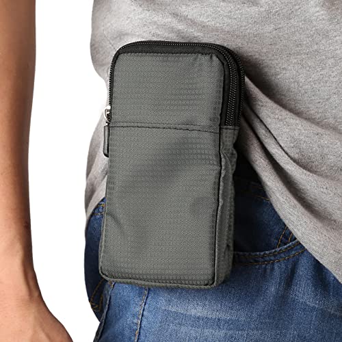 Large Dark Gray Cell Phone Holster with Belt Loop and Adjustable Crossbody Strap