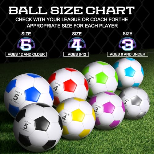 Soulchen Size 4 Soccer Balls Bulk Pack with 2 Pumps - 16 Colorful 20cm Sports Balls