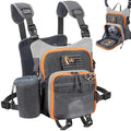 Fly Fishing Chest Pack Vest with Orange & Grey Variation, Large Capacity Tackle Bag