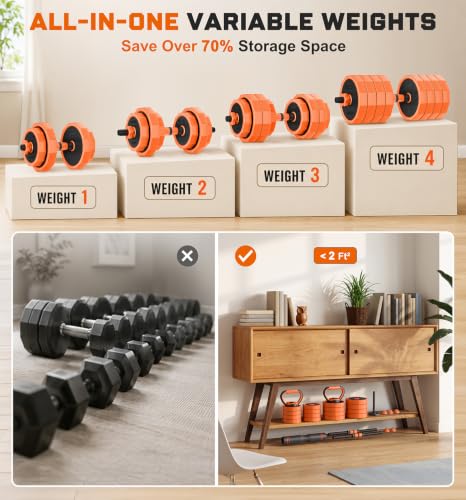 TYRSEN 33lb Adjustable Dumbbell Set with Barbell Connector – Space-Saving Home Gym Equipment