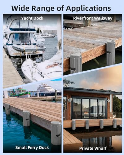 Gray Marine Dock Bumpers 15.4 Inch PVC Edge & Side Protectors - 6 Pack