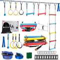 Blue Line Ninja Warrior Obstacle Course Kit for Kids - 8 Obstacles, 2x56ft Slackline Set with Quick-Install Buckles