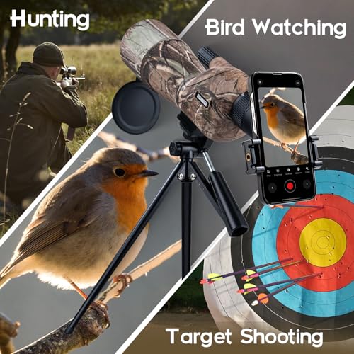 GUAINEE 25-75x60 Spotting Scope with Tripod Phone Adapter Waterproof for Bird Watching Hunting