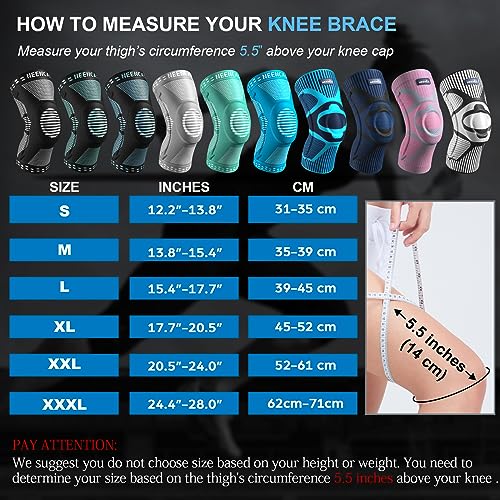 NEENCA Knee Support Brace Large Black for Pain Relief & Stabilization