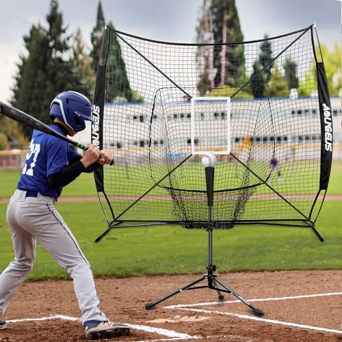 7x7 Baseball Softball Practice Net with Strike Zone Target - Black