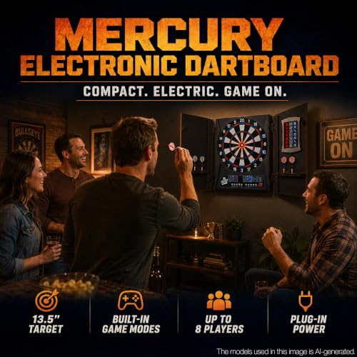 Electronic Dart Board with Cabinet, 13.5 Inch Soft Tip, 28 Games & Score Display