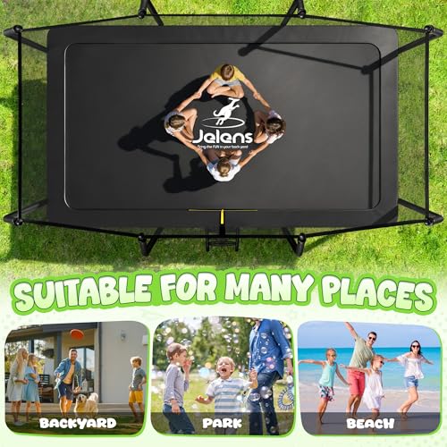 JELENS 8x14FT Rectangle Trampoline for Kids Black Safety Enclosure Net Outdoor