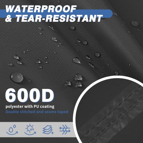 Waterproof Outboard Motor Cover Fits 25-50 HP, Black, 24 x 18 x 28 Inches - Marine Grade Polyester