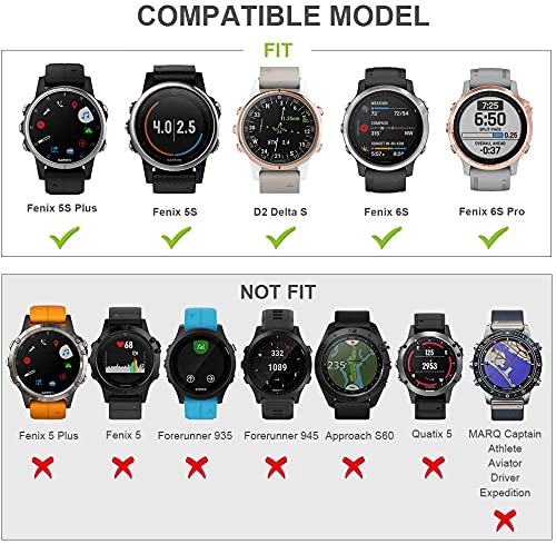 Compatible for Garmin Fenix 5S, Silicone Wristband Replacement Watch Band for Garmin Fenix 5S/Fenix 5S plus/Fenix 6S/Fenix 6S Pro/fenix 7S/Fenix 7S Pro/Instinct 2S/D2 delta S (Width: 20mm)