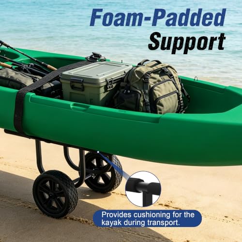 GanFindX Heavy Duty Aluminum Kayak Cart 300 lbs Capacity 11 Inch No-Flat Wheels