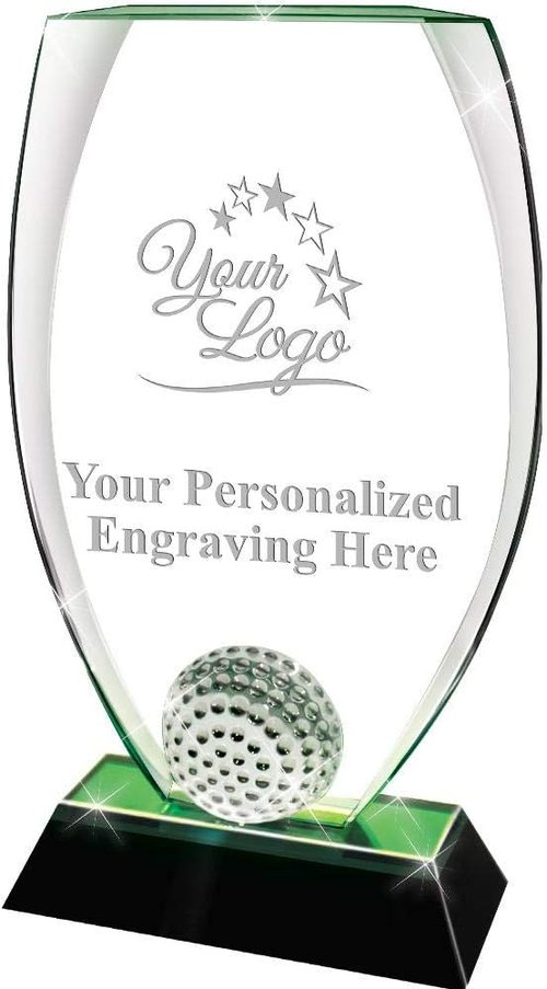 Crown Awards Crystal Golf Trophy - 9.5" Personalized Male Golf Award with Free Engraving