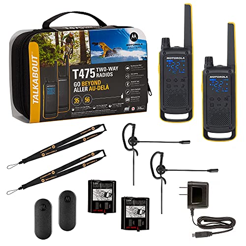 Two-Way Radio Set with 22 Channels, Weatherproof, 35-Mile Range – Black & Yellow, 2 Pack