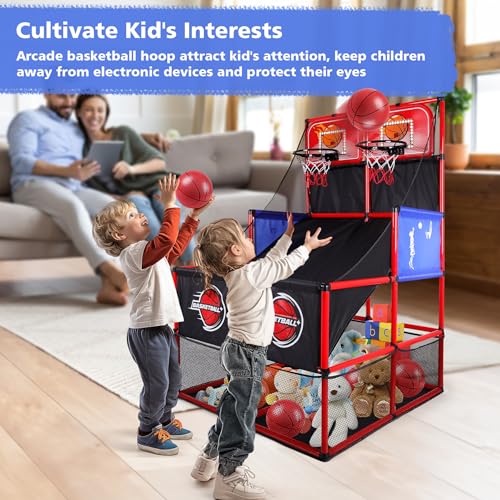 Kids Double Basketball Hoop Arcade Game Large Red - Indoor Outdoor Fun