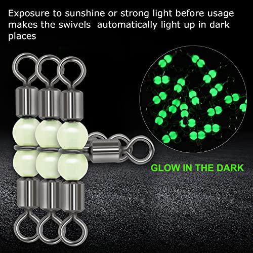 3-Way Fishing Swivels with Luminous Beads - 30 Pack, Saltwater & Freshwater