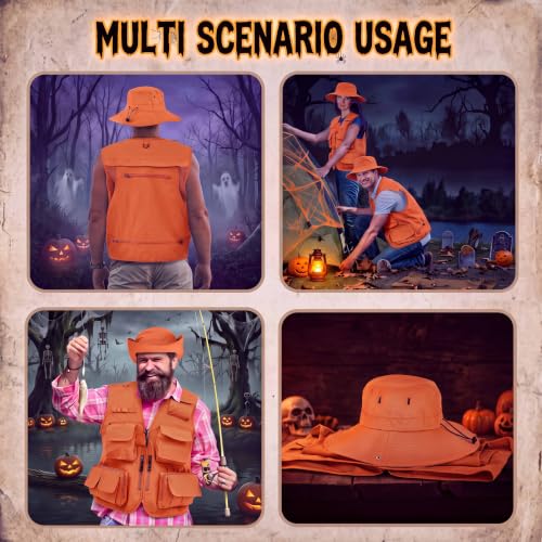 XL Orange Fisherman Vest with Multi Pockets for Outdoor & Hunting