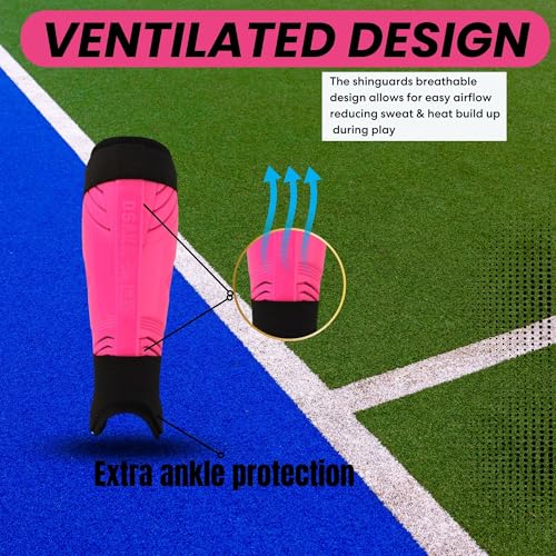 EliteGuard Field Hockey Shin Guards Small - Pro-Level Lightweight Protection, Pink
