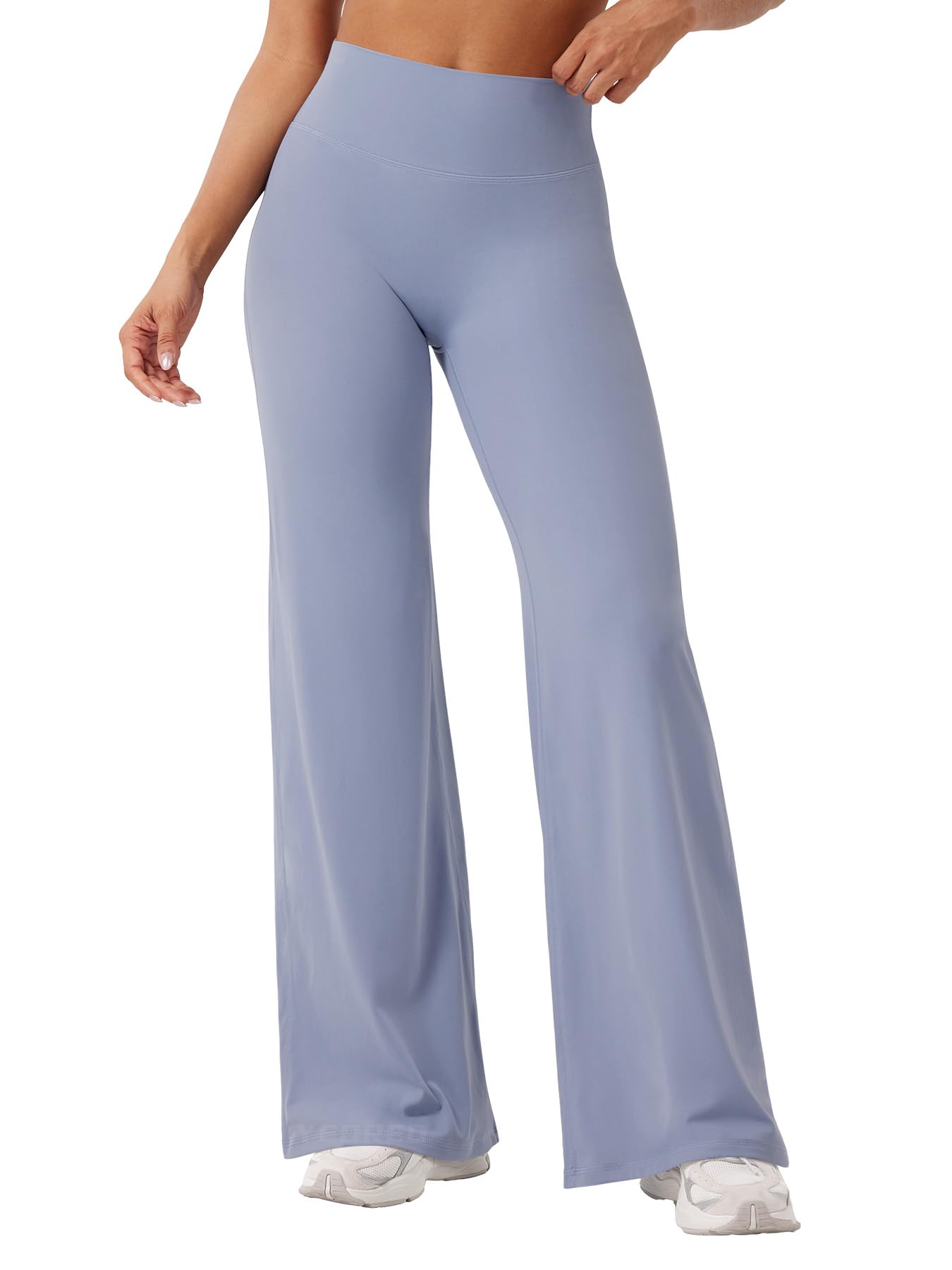 YEOREO Workout Leggings Womens No Front Seam Straight Leggings 31.5" High Waist Buttery Eddiy Gym Yoga Pants Granite Blue S