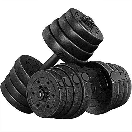 Yaheetech Adjustable Dumbbell Set 66lb with Spinlock Collars - Black