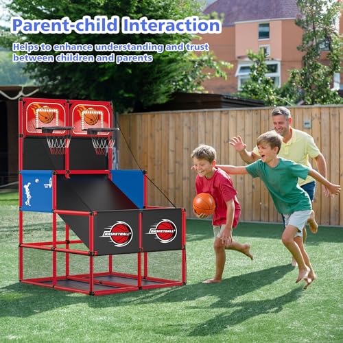 Kids Double Basketball Hoop Arcade Game Large Red - Indoor Outdoor Fun