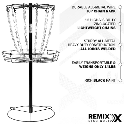 Disc Golf Practice Basket - Single Chain, Black - Portable Outdoor Game