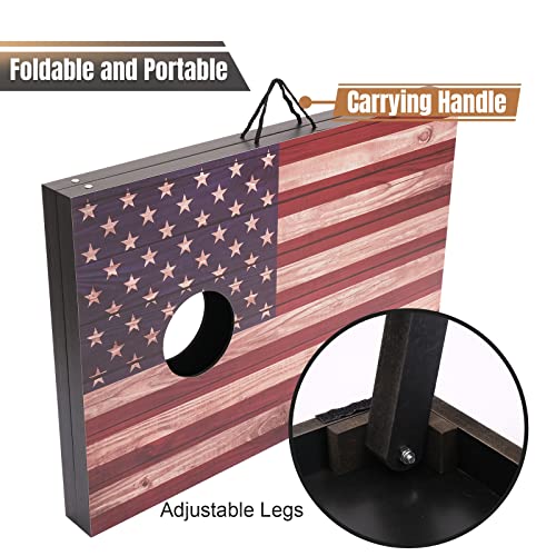 OUTBALL Classic Flag Cornhole Set 3’x2’ Regulation Size with Carrying Bag & Bean Bags