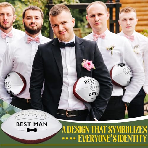Stylish Groomsmen Football Gifts Pack of 10 with Inflator - Wedding Proposal Footballs