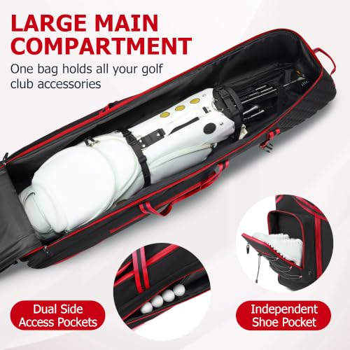 Bosstin Golf Travel Bag with Wheels - Soft-Sided, Airline Friendly, Red