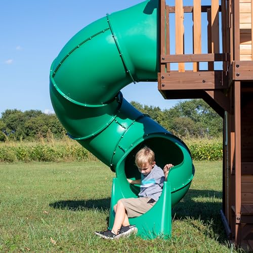 Cedar Cove Wooden Swing Set with Slides, Climbing Wall & Playhouse