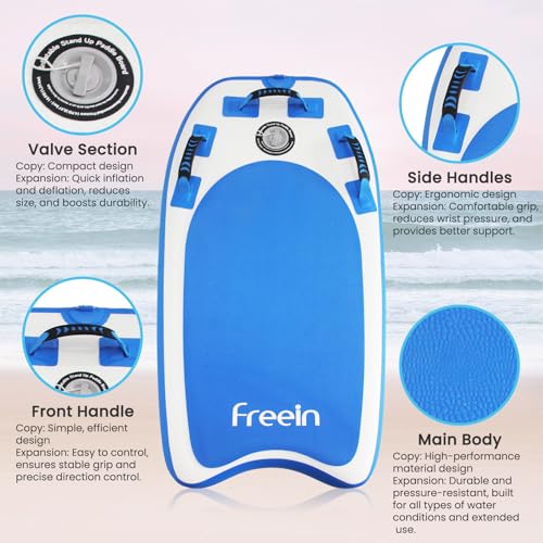 Freein Blue Inflatable Body Board - 40" Surfboard for Beach & River Fun
