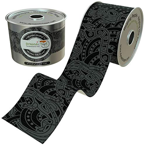 Dynamic Tape Eco Biomechanical Tape 4-Way Stretch 2 Inch Roll - Black/Grey, 1 Pack
