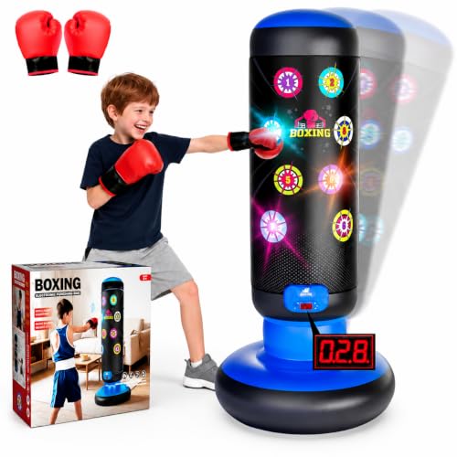 Kids Punching Bag Boxing Set with Lights, Music, and Score Counter